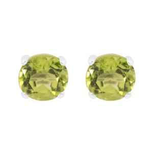 Marsala Sterling Silver 6mm Round Genuine Peridot Stud Earrings