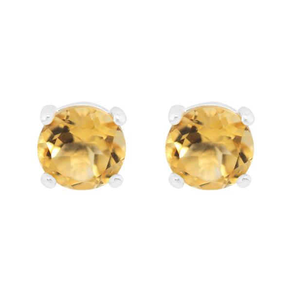 Marsala 6mm Round Genuine Citrine Post Earrings
