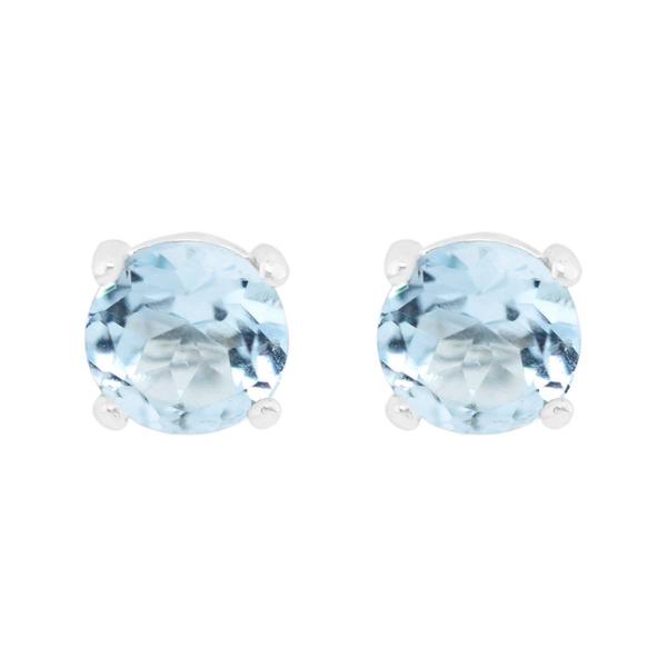 Marsala 6mm Round Genuine Sky Blue Topaz Post Earrings