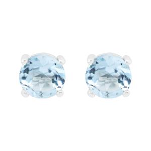 Marsala 6mm Round Genuine Sky Blue Topaz Post Earrings