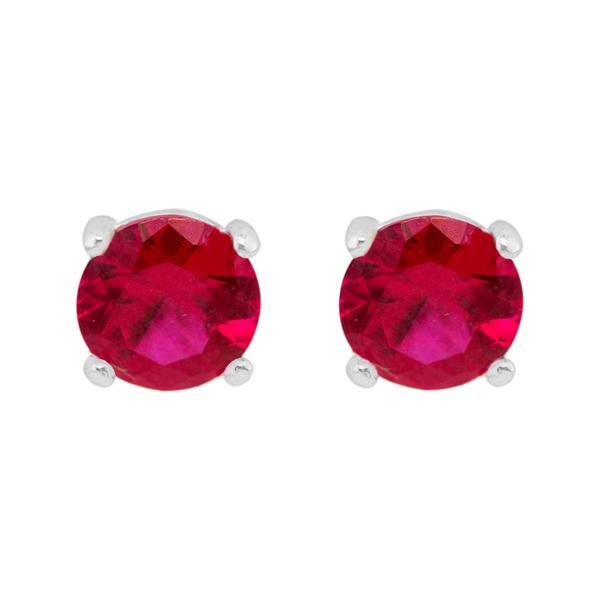 Marsala 6mm Round Lab Created Ruby Stud Earrings