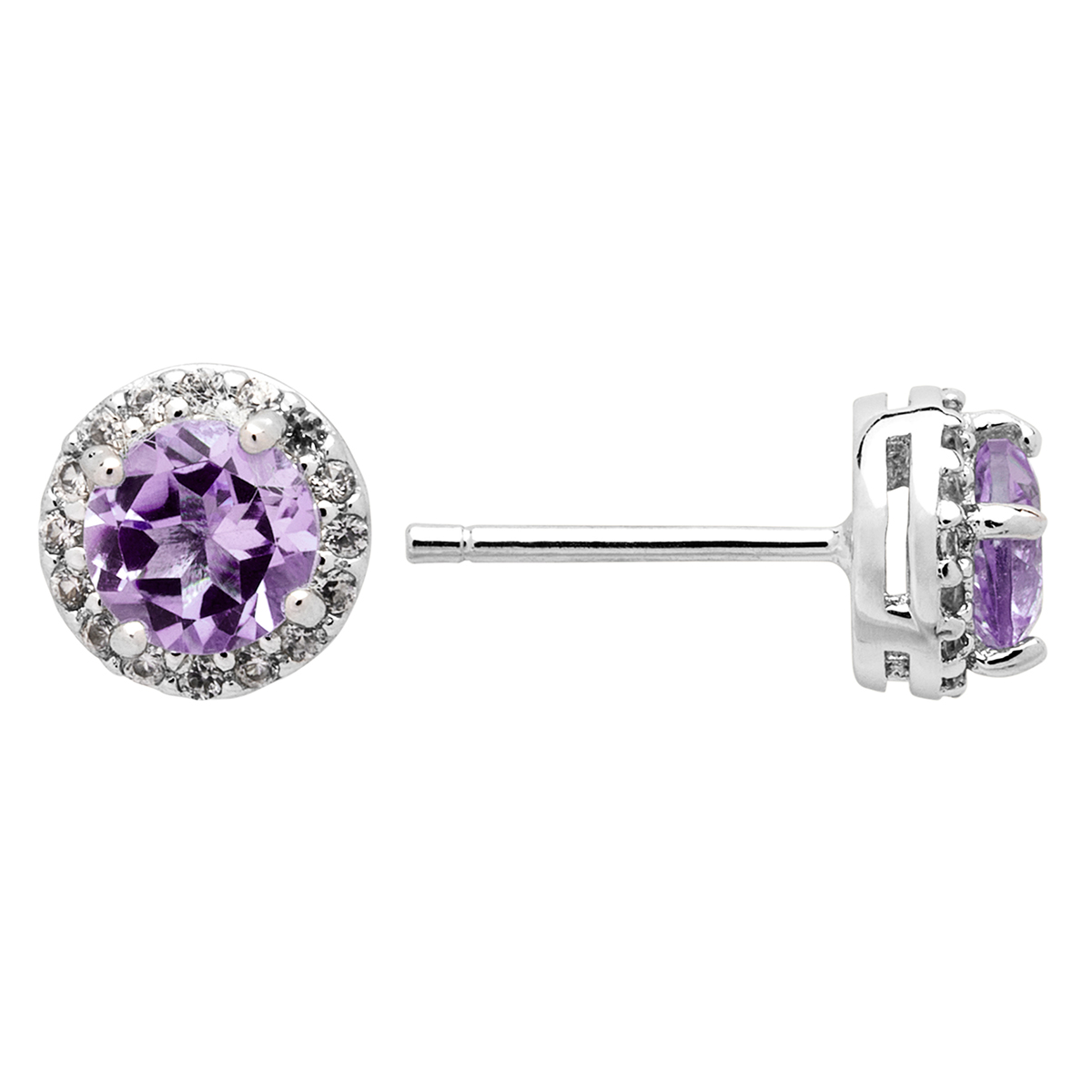 Marsala Genuine Amethyst & Lab White Sapphire Post Earrings