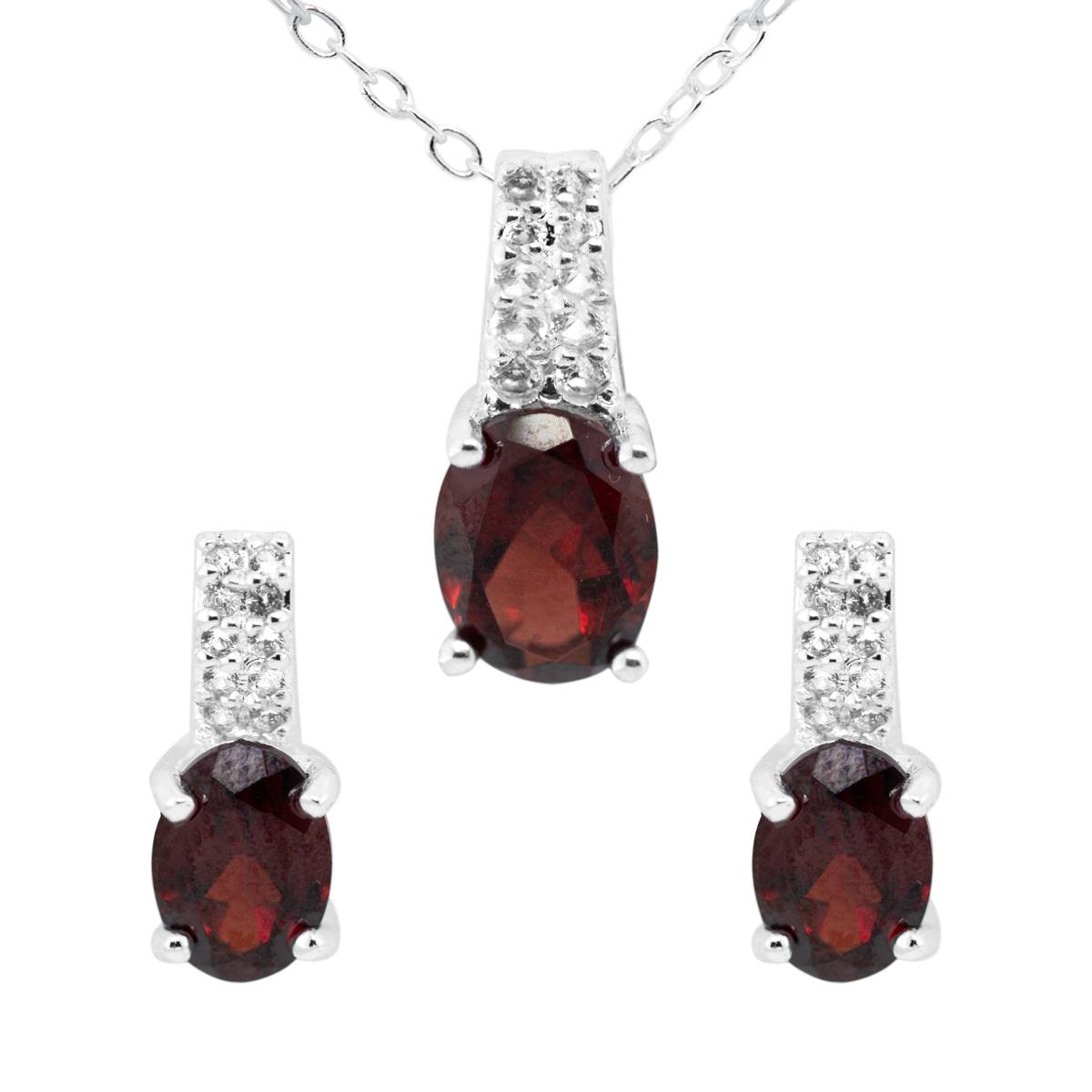 Marsala Lab Grown White Sapphire & Genuine Garnet Set