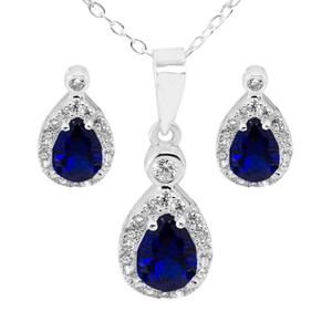 Marsala Pear Shape Lab Grown Sapphire & Clear CZ Set