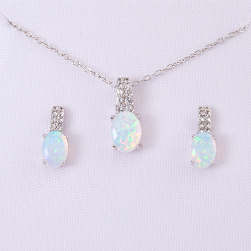 Marsala White Sapphire & Opal Necklace Set