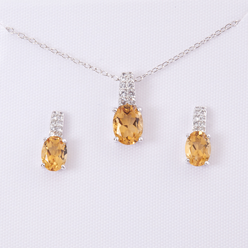 Marsala White Sapphire & Citrine Necklace Set