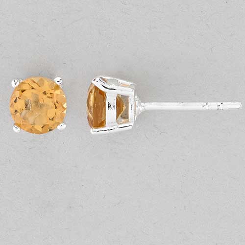 Marsala Genuine Citrine Gemstone In Sterling Stud Earrings
