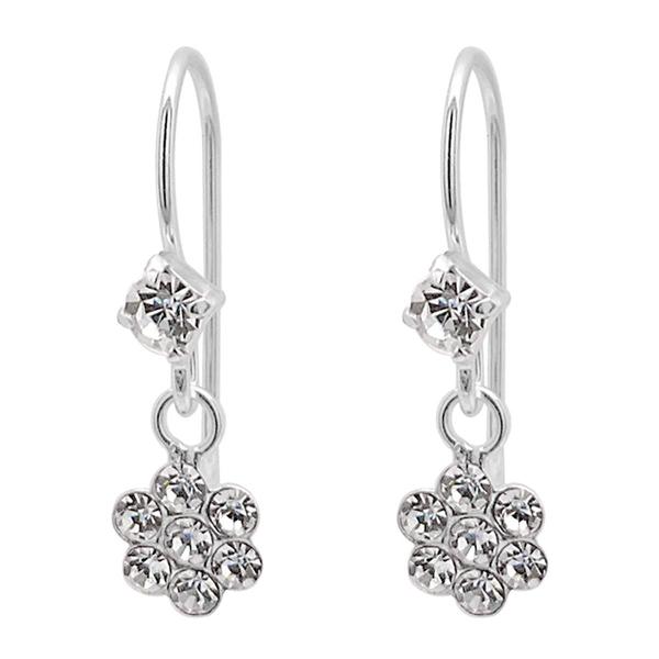Marsala Sterling Silver Crystal Flower Drop Earrings