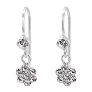 Marsala Sterling Silver Crystal Flower Drop Earrings