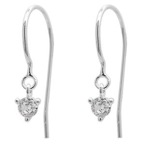 Marsala Sterling Silver Solitaire CZ Fish Wire Drop Earrings