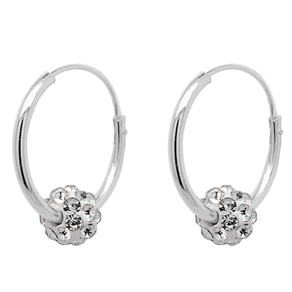 Marsala Sterling Silver Crystal Ball Hoop Earrings