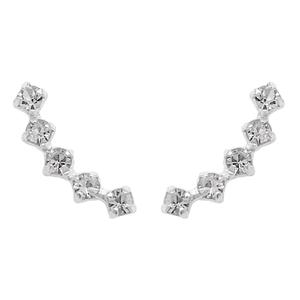 Marsala Sterling Silver Curved Crystal Stud Earrings