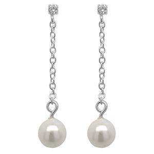 Marsala Sterling Silver Pearl Drop Chain Earrings