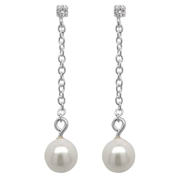 Marsala Sterling Silver Pearl Drop Chain Earrings