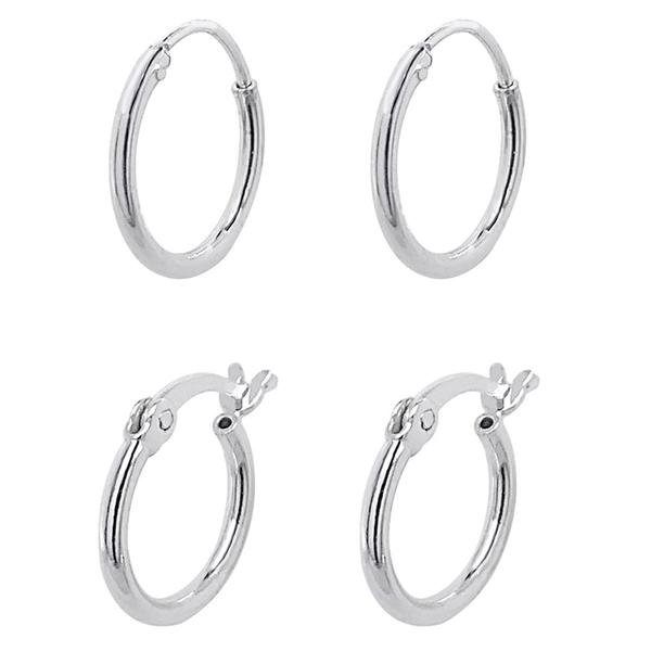 Marsala 2pr. 12mm Sterling Silver Hoop Earrings Set