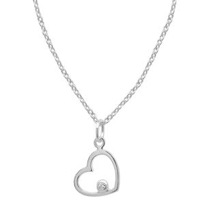 Marsala 18in. Sterling Silver CZ Accent Heart Pendant Necklace