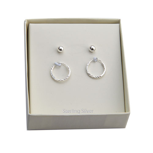 Marsala 2pr. Hoops & Ball Earrings Set