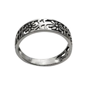 Marsala Fine Silver Plated Flower Filigree Band Ring