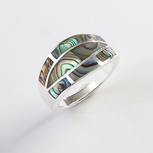 Marsala Fine Silver-Plated Paua Shell Cigar Band Ring