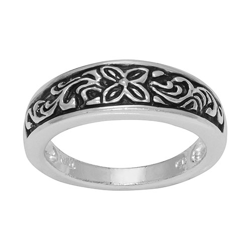 Marsala Silver Plated Antique Flower Scroll Band