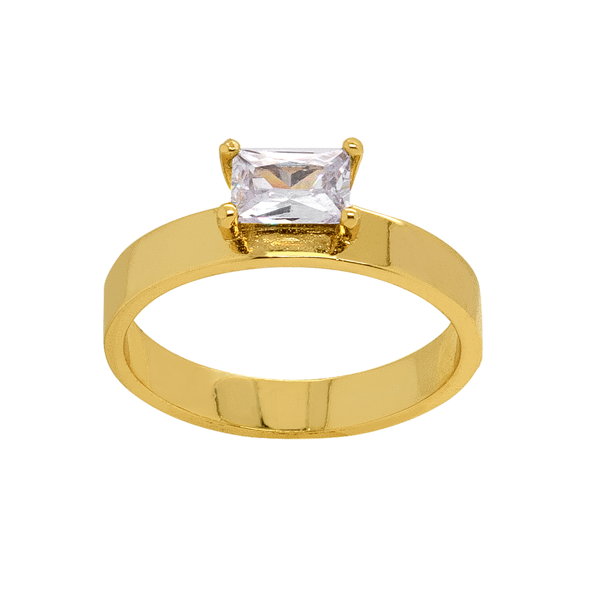 Marsala Gold Plated Clear CZ Center & Band Ring