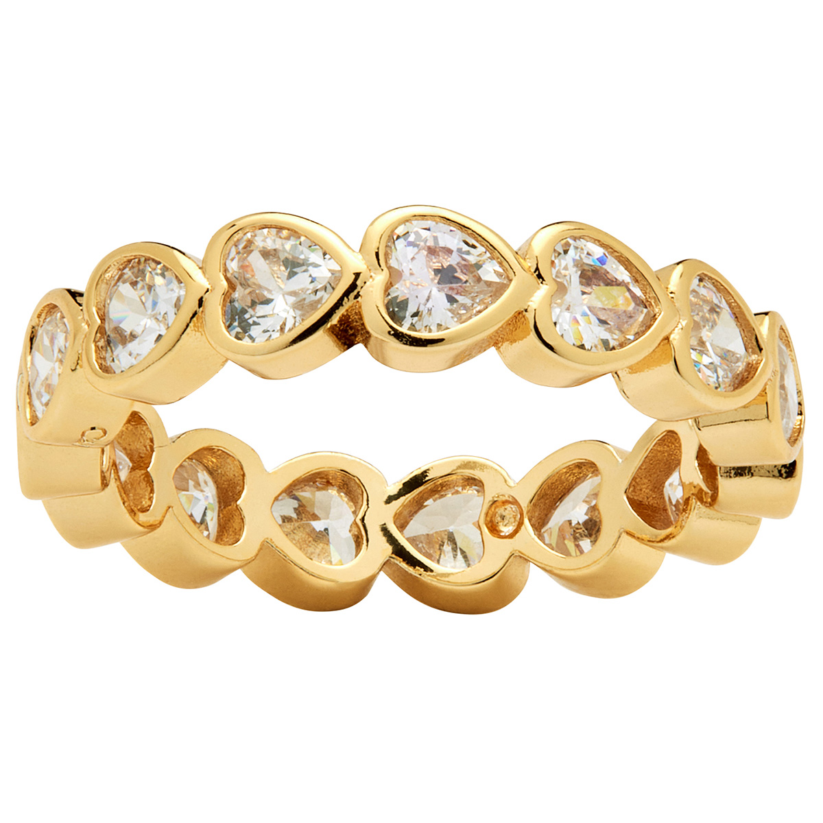 Marsal Gold Plated Clear CZ Heart Band Ring