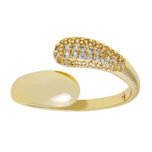 Marsala Gold Over Brass CZ Pave Bypass Ring