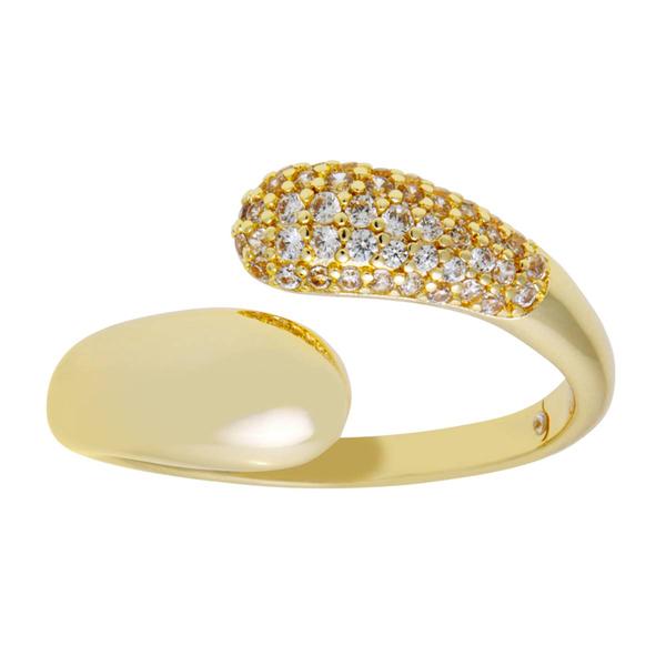 Marsala Gold Over Brass CZ Pave Bypass Ring