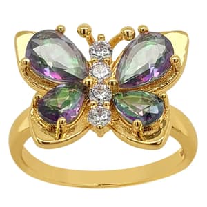 Marsala 14kt. Gold Plated Mystic CZ Butterfly Ring