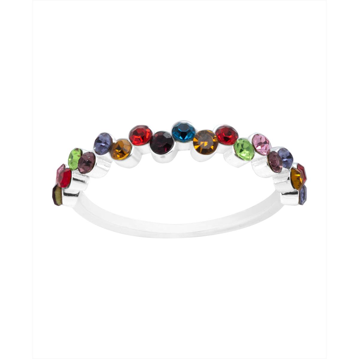 Marsala Multicolor Crystal Row Band Ring In Sterling Silver
