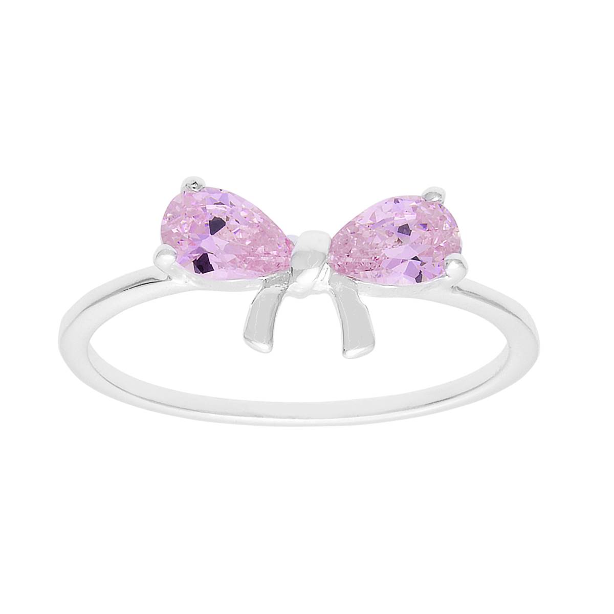 Marsala Sterling Silver Pink CZ Bow Ring