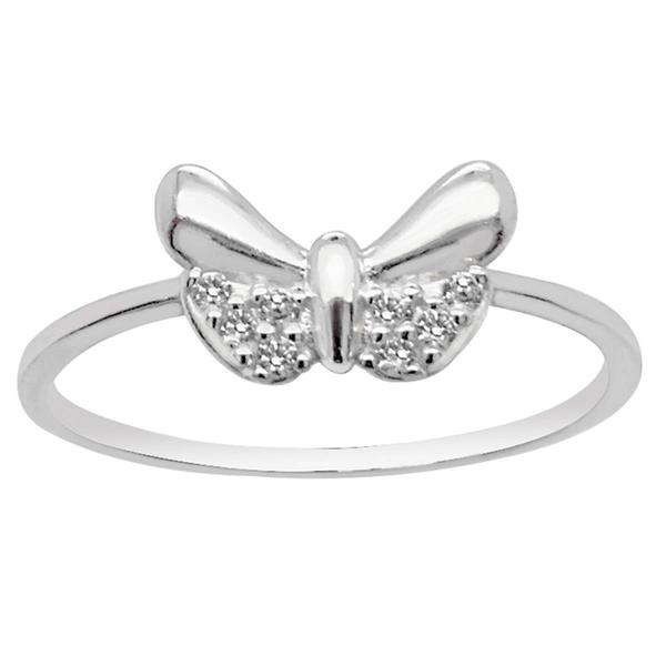 Marsala 6.5mm Sterling Silver CZ Accent Butterfly Statement Ring