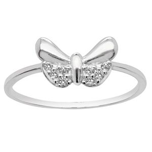 Marsala 6.5mm Sterling Silver CZ Accent Butterfly Statement Ring