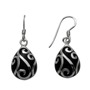 Marsala Fine Silver Plated Inlay Scroll Earrings