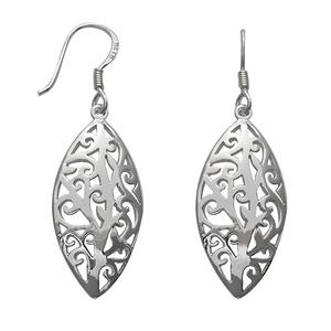 Marsala Fine Silver-Plated Filigree Marquise Drop Earrings