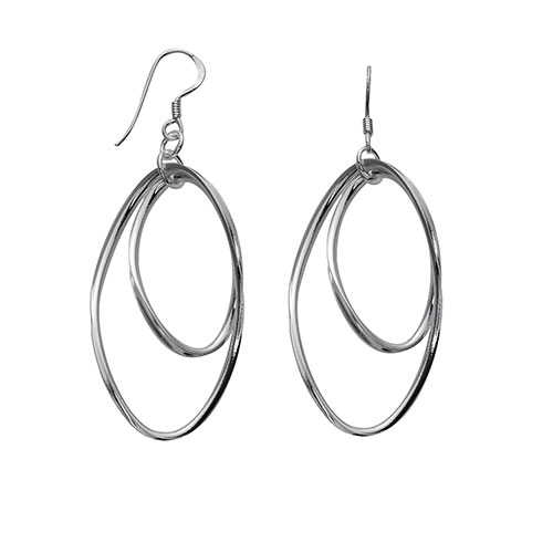 Marsala Fine Silver-Plated Double Open Oval Drop Earrings