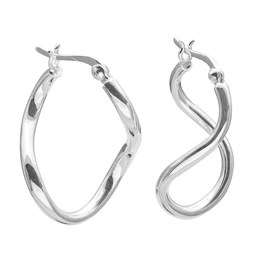 Marsala Fine Silver-Plated Twist Click Top Hoop Earrings