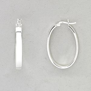 Marsala Fine Silver Plated Thick Oval Hoop Earrings