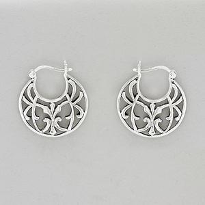 Marsala Antique Fine Silver Plated Openwork Hoop Earrings