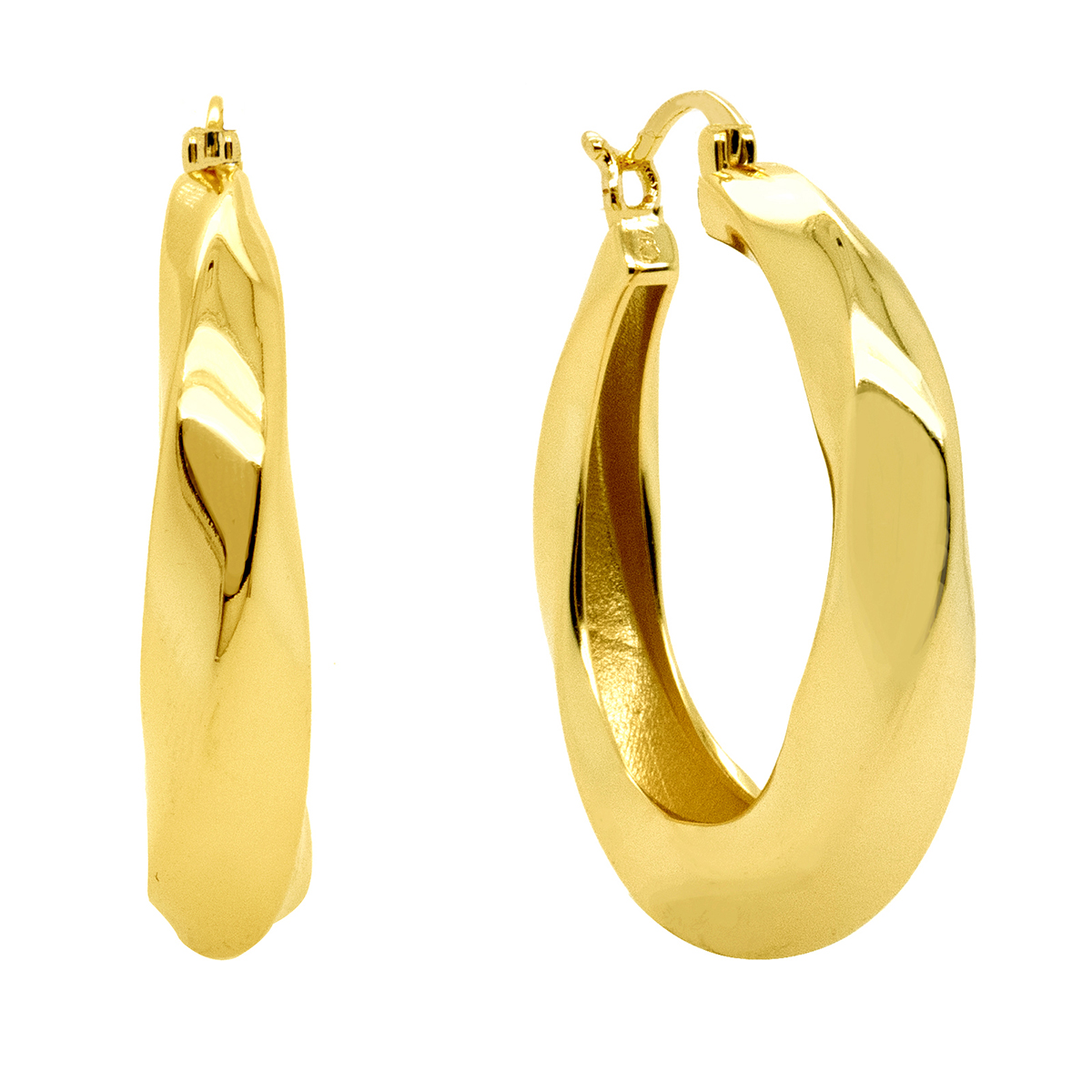 Marsala Gold Plated Puff Twisted Click-Top Hoop Earrings