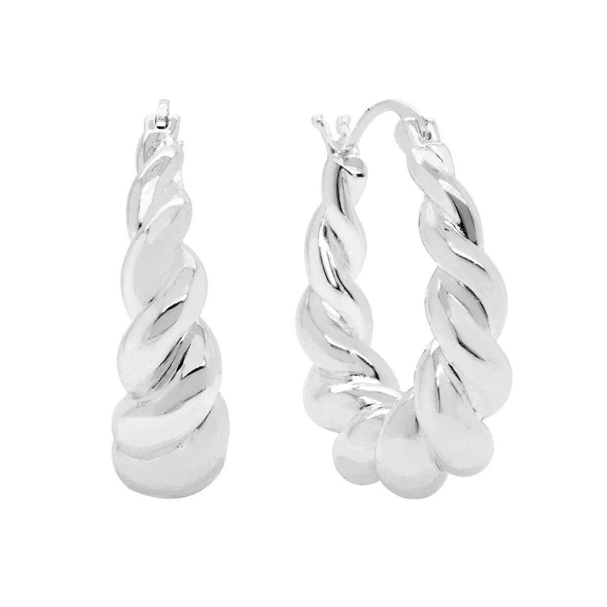 Marsala Fine Silver Plated Twist Click-Top Hoop Earrings