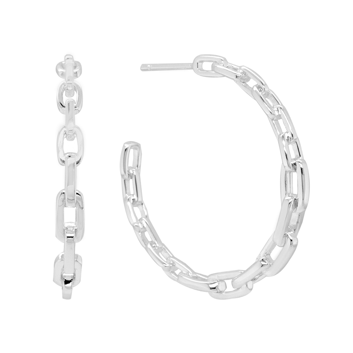 Marsala Sterling Silver Linked C Hoop Post Earrings