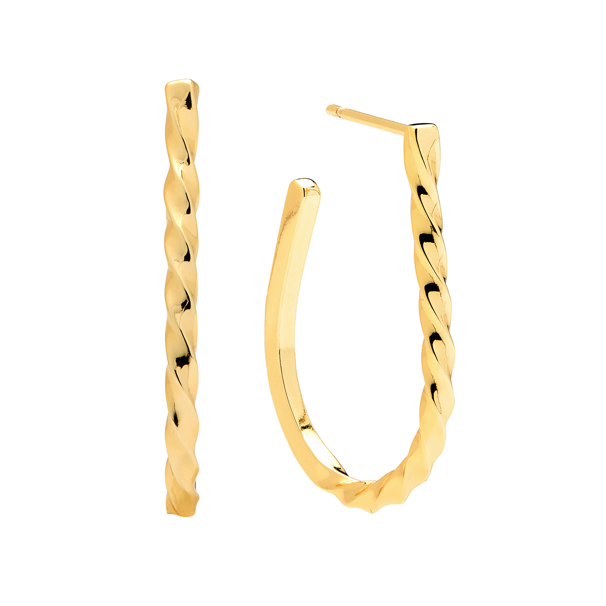 Marsala Gold Plated Twisted J Hoop Earrings