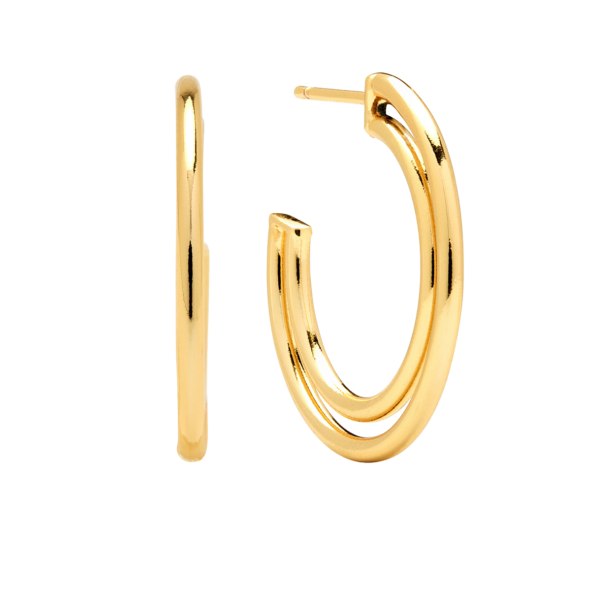 Marsala Gold Plated Double Row C-Hoop Earrings