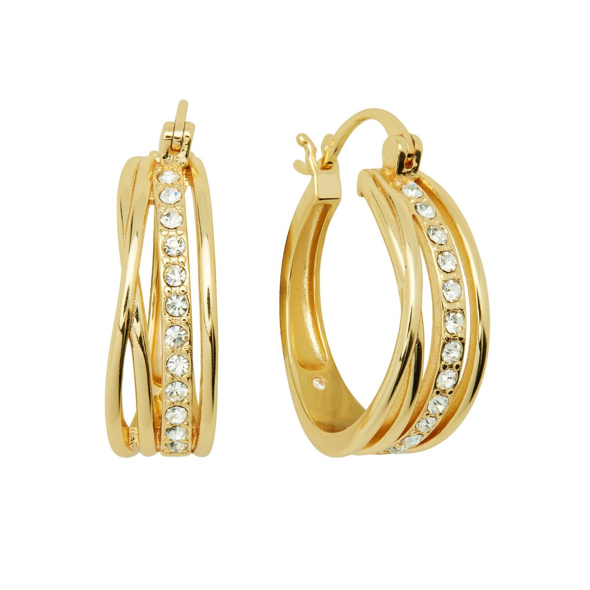 Marsala Gold Plated Multi Row Click Hoop Earrings