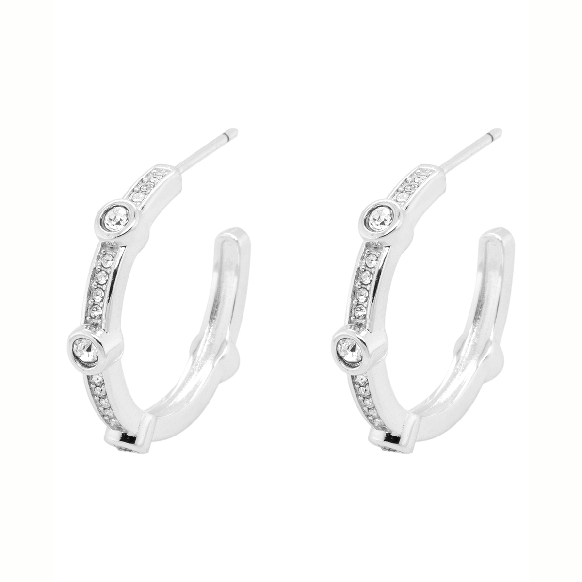 Marsala Crystal Station C Hoop Post Earrings