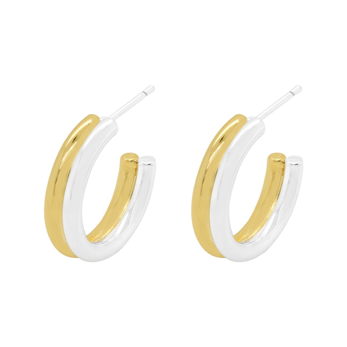 Two-Tone Tube Hoop Earrings