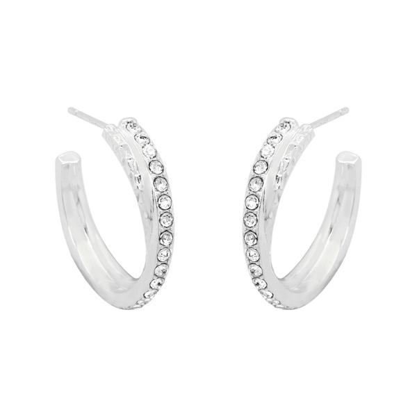 Silver Plated Crystal Crossover Hoop Earrings