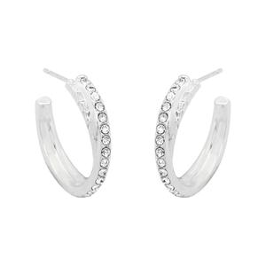 Silver Plated Crystal Crossover Hoop Earrings