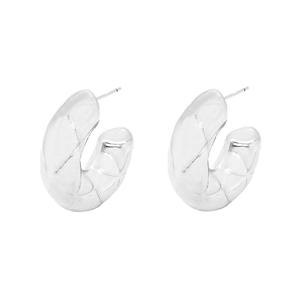 Marsala Silver Plated Puffed Quilted Etched Design Hoop Earrings